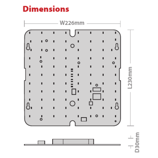 Red Arrow LED Square Gear Trays GTS13-35 - Dimensions