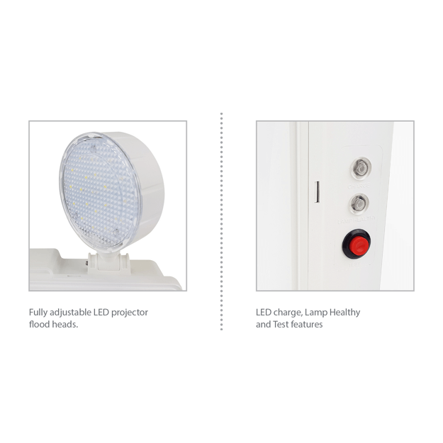 Red Arrow JUNO 300 Emergency LED Twin Spot - IK06, IP20, 2.2W - JUN/300 Features