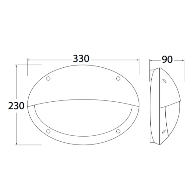 Fumagalli MADDI-HL Settable CCT LED Bulkhead Product Dimension