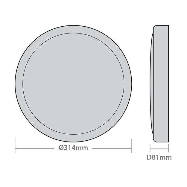 Red Arrow Polo X35 Slim LED Bulkhead, UV Stabilised IP65, 3500K, 13W Dimensions