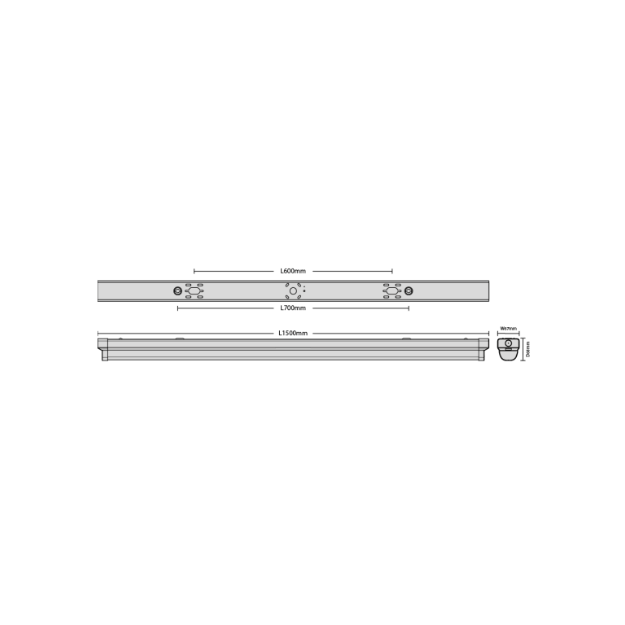 RED ARROW Sabre Evolution CCT LED Batten -  SB52EVO-CCT - Product Dimension