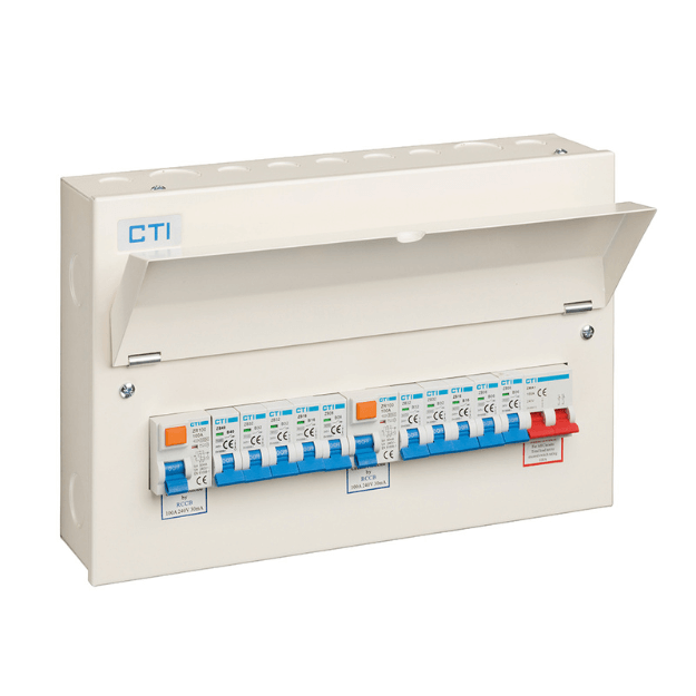 Red Arrow 16 Way Consumer Unit with 2 x 100A Mains Isolator and 2 x 100A Type A RCDs includes 10 MCBs