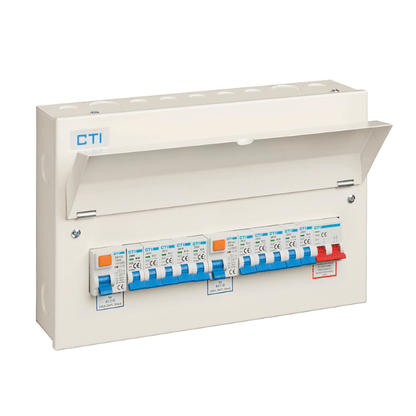 Red Arrow 16 Way Consumer Unit with 2 x 100A Mains Isolator and 2 x 100A Type A RCDs includes 10 MCBs