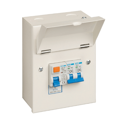 Red Arrow 4 Way Garage Consumer Unit with 1 x 100A Mains Isolator and 1 x 100A Type A RCD and 2 MCBs