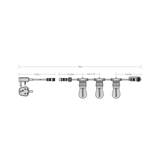 Red Arrow Outdoor Festoon Kit 15m Product Dimension