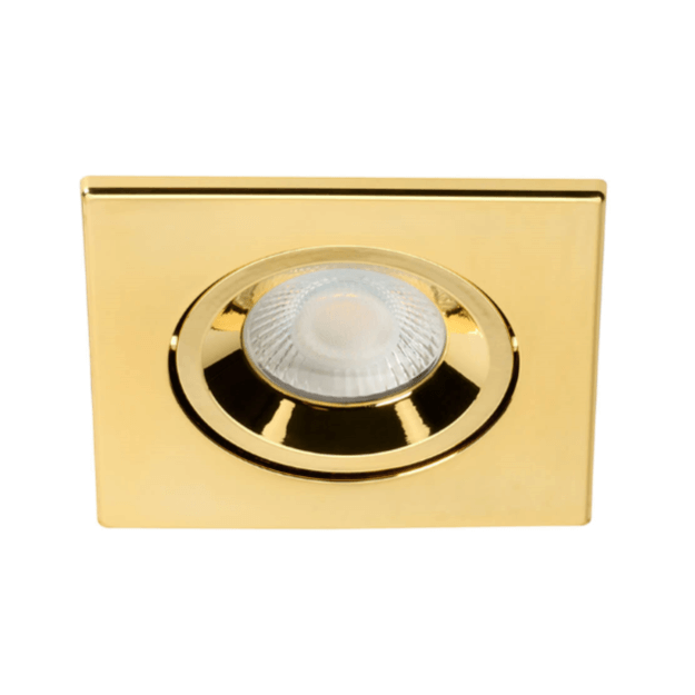Red Arrow Stellar Title Fire Rated LED Downlight - 3CCT, 40 Degree Angle, IP65, 6W Polished Brass Square Attachmenet