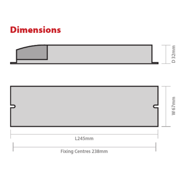 Red Arrow TITAN X LiFePO4 Emergency Conversion Kits - IP20, 5 Year Warranty Dimensions