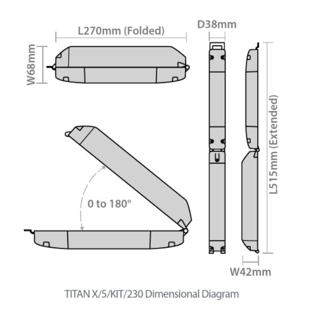 Red Arrow TITAN X LiFePO4 Emergency Conversion Kits - IP20, 5 Year Warranty TITANX/5/KIT/230 Dimensions