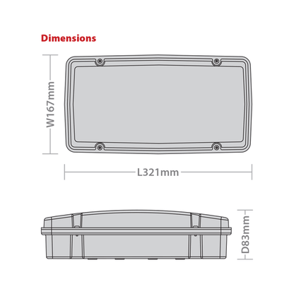 Red Arrow Vanguard Maxi High Output Emergency LED Bulkhead, IK08, IP66, 10W Dimensions
