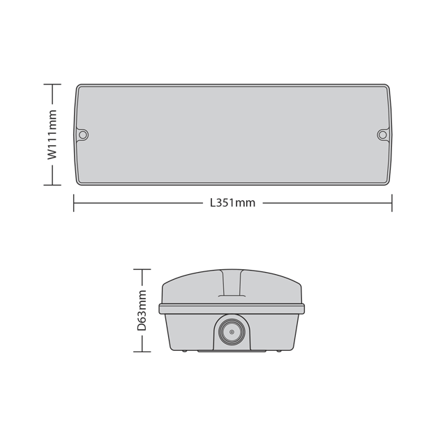 Red Arrow Vanguard M/NM Emergency LED Bulkhead - IP65, IK06, 3W - VAN/3 Dimensions
