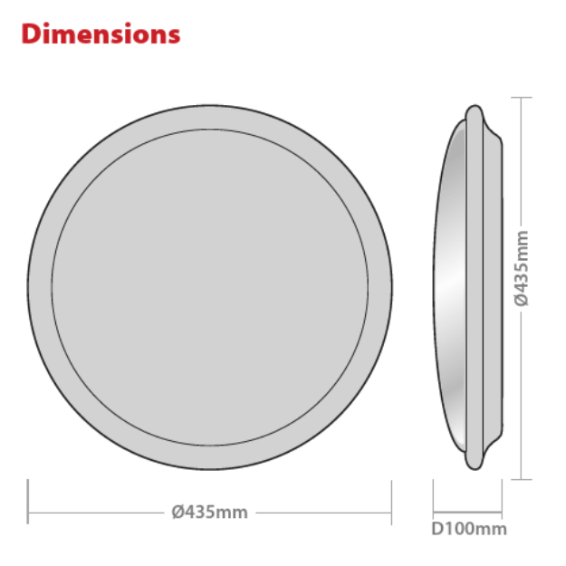 25W LED Wilson X Fitting Opal Diffuser 4000K - Red Arrow WLX25 - Dimensions