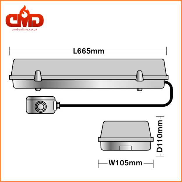 2ft 20w LED 110V Non-Corrosive Fitting - IP65 c/w 1m flex. - CMD Online