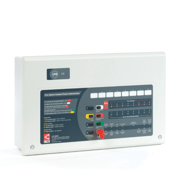 CFP 2 to 8 Zone Conventional Fire Panel - (LPCB Approved to EN54-2/4) - Angle - CMD Online