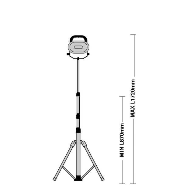 Dimension - Garrison 110v Tripod Portable LED Site Light - 18w - IP54