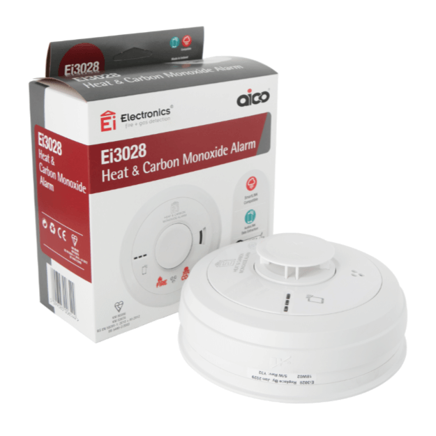 Ei3028 Multisensor Heat and CO Alarm - Mains Powered with 10yr Lithium Backup Battery