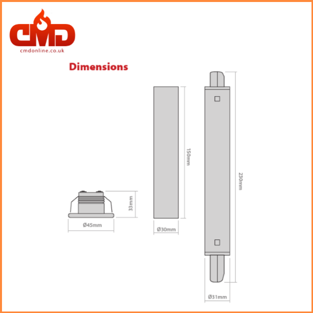 Dimensions - LED Recessed Emergency Downlight - 1.5w - IP20