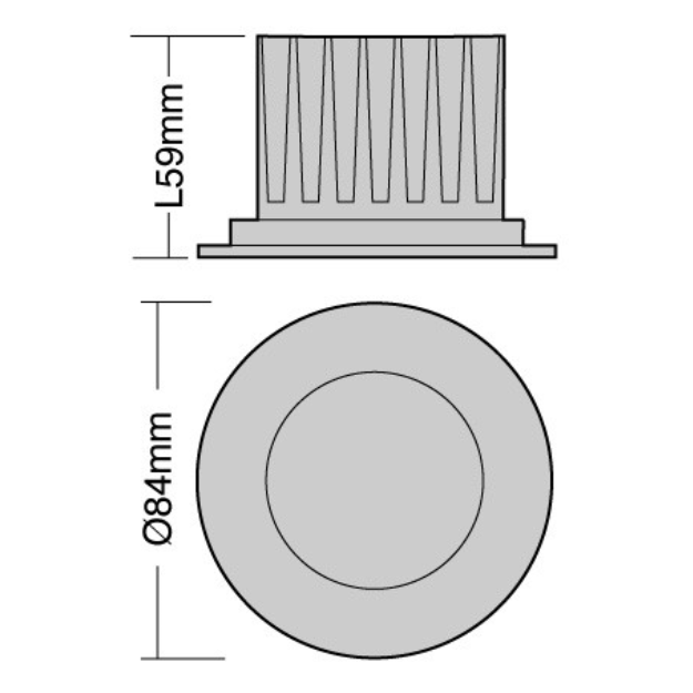 Dimensions - Fire-Rated 8W COB LED Downlight Dimmable 5000K - White Bezel *Clearance Stock*