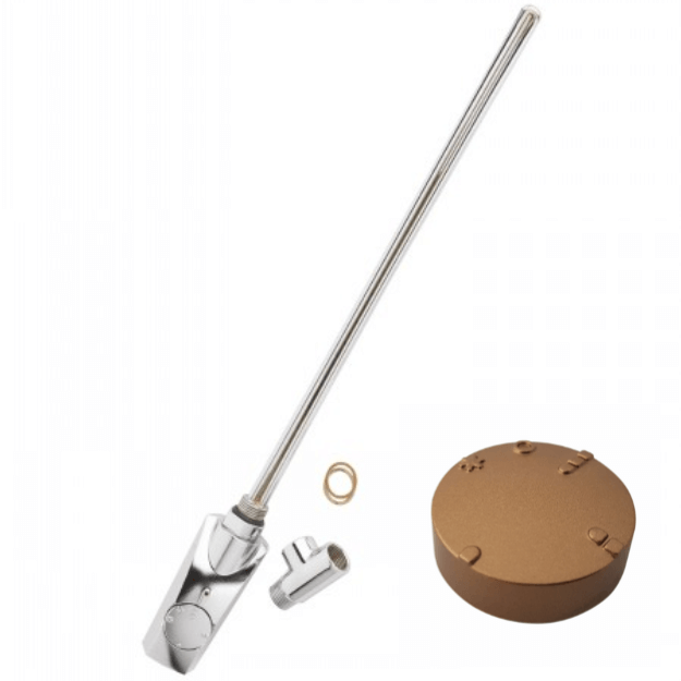 Satin Gold Finish - Heatpol Thermostatic Heating Element - Vertical - GT - Designed for Towel Radiators