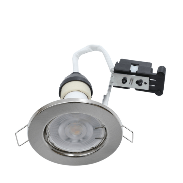 Satin Chrome - Hoop Fixed GU10 Downlights - Pressed Steel IP20