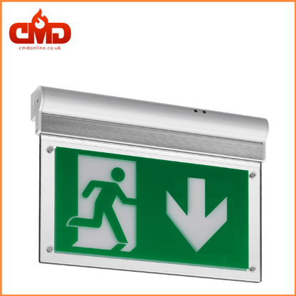 Arrow Down - LED Emergency Exit Sign for Ceiling or Wall Mount - IP20 - Maintained 3w