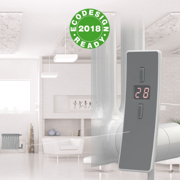 Room View - Heatpol Thermostatic WiFi Heating Element - Horizontal - H+H - Designed for Column Radiators