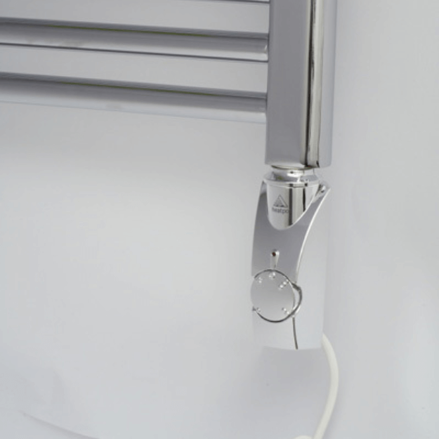 Chrome Fitted - Heatpol Thermostatic Heating Element - Vertical - GT - Designed for Towel Radiators