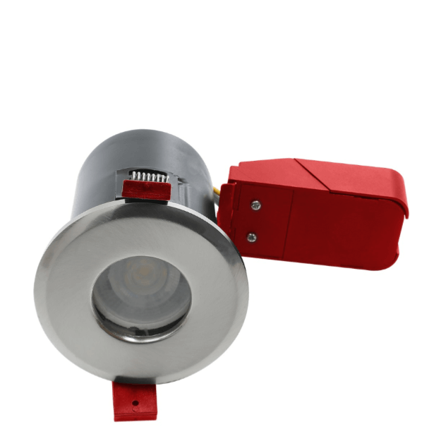 Satin Chrome - Ignis Plus GU10 Fire Rated Downlight IP65 Showerlight Cans - Die-Cast