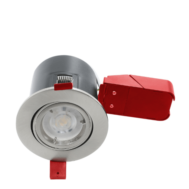 Satin Chrome - Ignis Plus GU10 Fire Rated Downlight Tilt Cans - Die-Cast