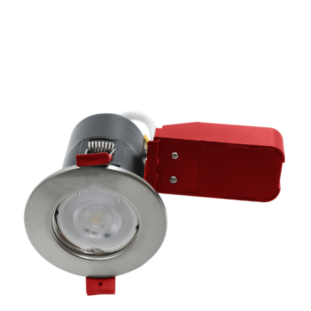 Satin Chrome - Ignis Fire Rated Fixed GU10 Downlight Cans - Pressed Steel