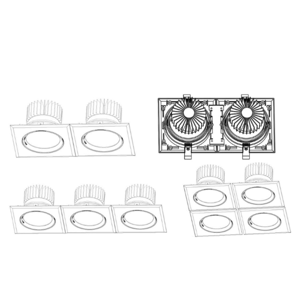 COB Downlight LED Square Rim Adjustable 30W 4000K White - CMD Online