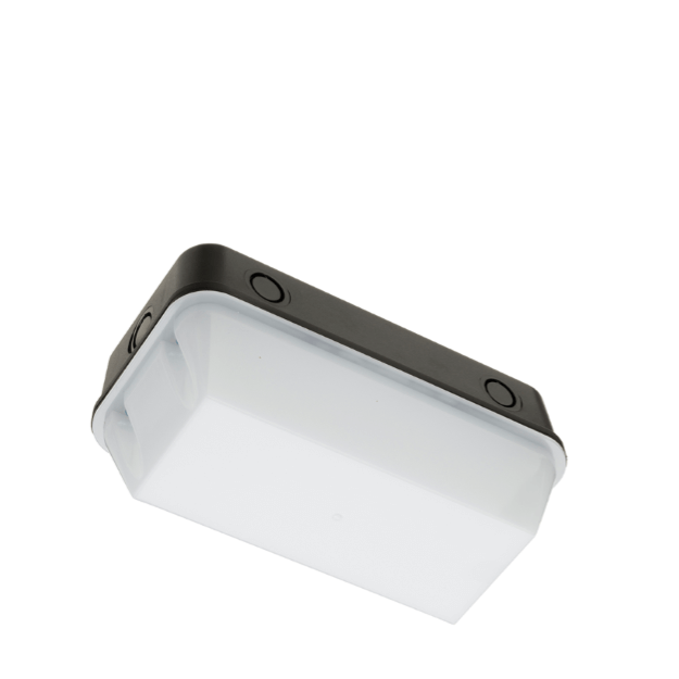 8W LED Bulkhead Black Base 100 to 240v  Opal Diffuser