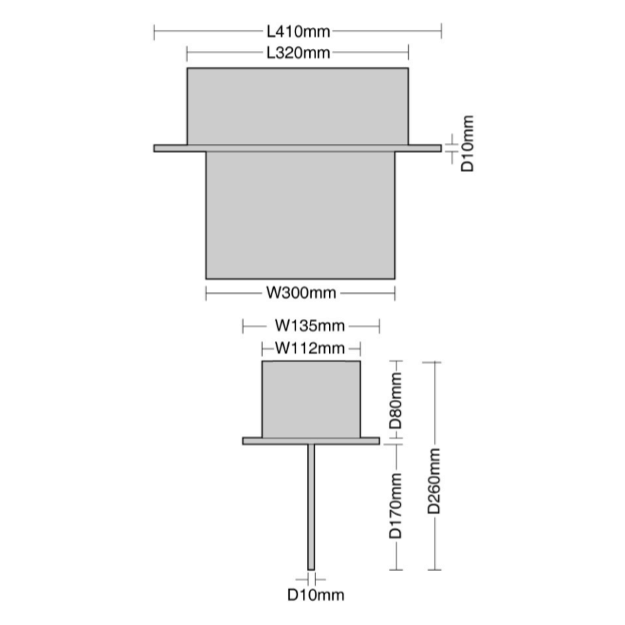 Dimensions - LED Emergency Recessed Blade Exit Sign - IP20 - Maintained 3.3w