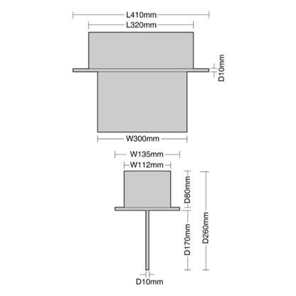Dimensions - LED Emergency Recessed Blade Exit Sign - IP20 - Maintained 3.3w