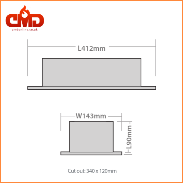 Dimensions - LED Recessed Emergency Fitting - 2.5w - IP20