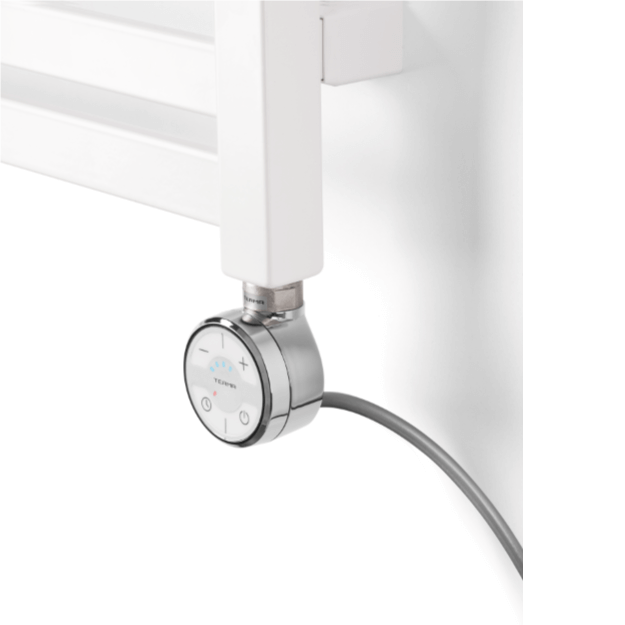 Chrome on White Rad - Terma MOA Electrical Heating Element for Towel Radiators