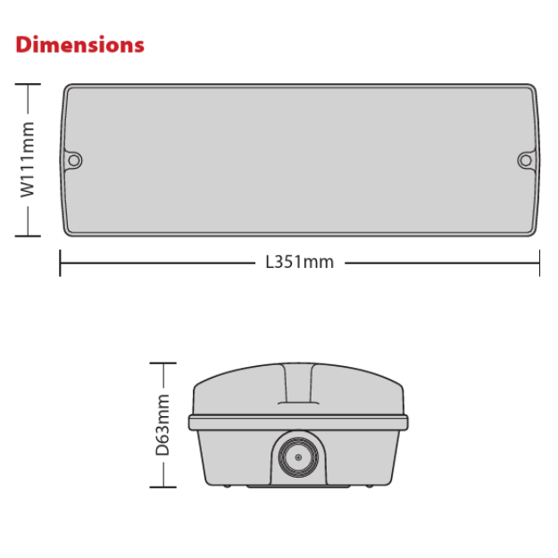 Dimensions - VANGUARD Site 110v LED Emergency Bulkhead - 3w Maintained / Non Maintained