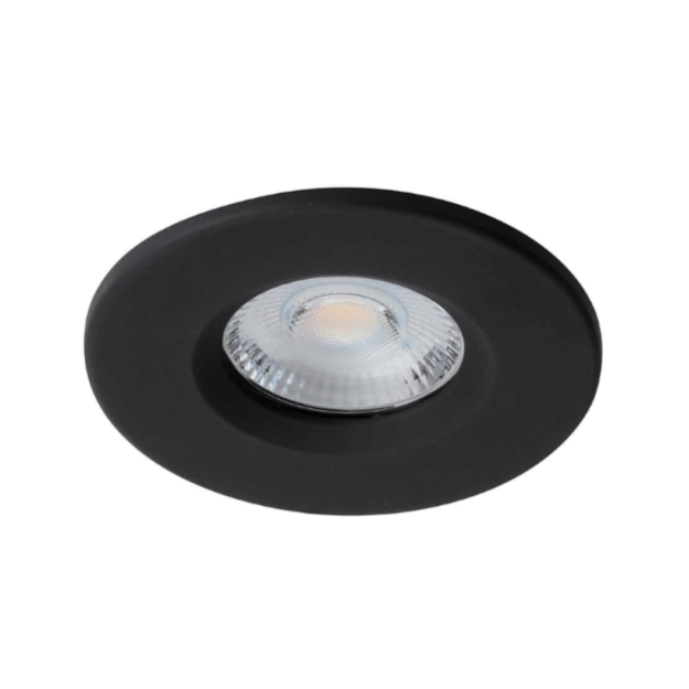 Black - 6w LED Fire Rated Downlight - STELLAR - Low Profile - 3CCT - Bezel Attachments